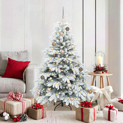 Konstgjord julgran med 150 LED-lampor Vit 150 cm PE och PVC