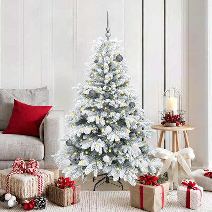 Konstgjord julgran med 150 LED-lampor Vit 150 cm PE och PVC