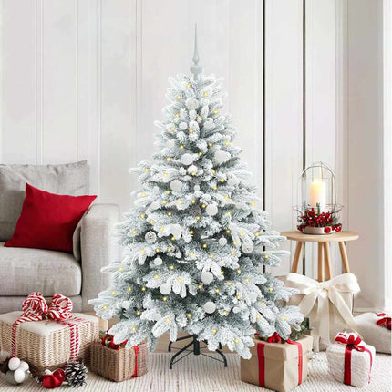 Konstgjord julgran med 150 LED-lampor Vit 150 cm PE och PVC