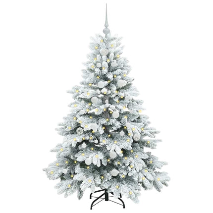 Konstgjord julgran med 150 LED-lampor Vit 150 cm PE och PVC