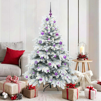 Konstgjord julgran med 150 LED-lampor Vit 150 cm PE och PVC