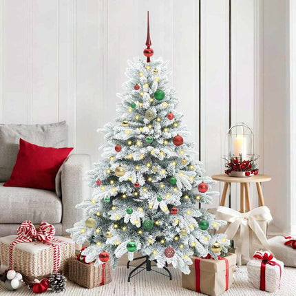 Konstgjord julgran med 150 LED-lampor Vit 150 cm PE och PVC