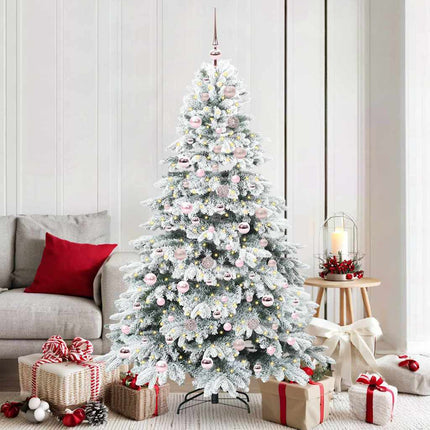 Konstgjord julgran med 300 LED-lampor Vit 180 cm PE och PVC