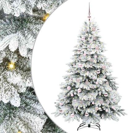 Konstgjord julgran med 300 LED-lampor Vit 180 cm PE och PVC
