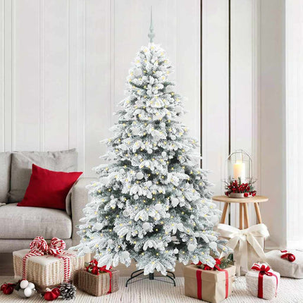 Konstgjord julgran med 300 LED-lampor Vit 180 cm PE och PVC