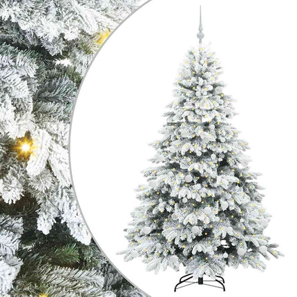 Konstgjord julgran med 300 LED-lampor Vit 180 cm PE och PVC