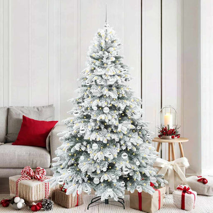 Konstgjord julgran med 300 LED-lampor Vit 180 cm PE och PVC