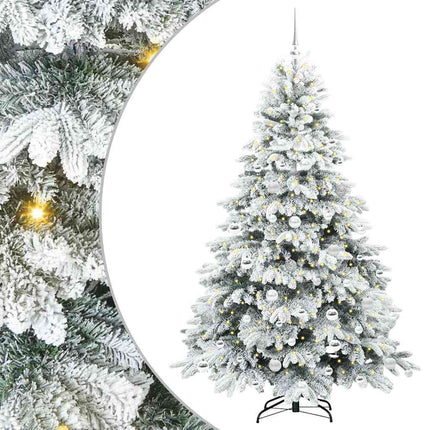Konstgjord julgran med 300 LED-lampor Vit 180 cm PE och PVC