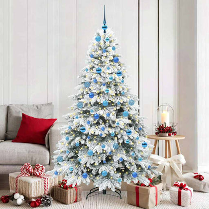 Konstgjord julgran med 300 LED-lampor Vit 180 cm PE och PVC