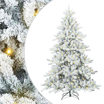 Plast Hingad Julgran med 300 LED-lampor Vit 180 cm PVC och stål