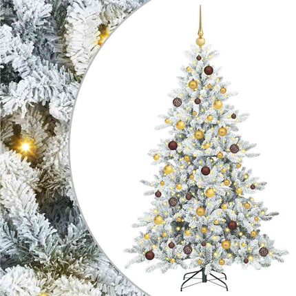 Plast Hingad Julgran med 300 LED-lampor Vit 180 cm PVC och stål
