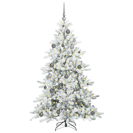 Plast Hingad Julgran med 300 LED-lampor Vit 180 cm PVC och stål