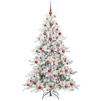 Plast Hingad Julgran med 300 LED-lampor Vit 180 cm PVC och stål