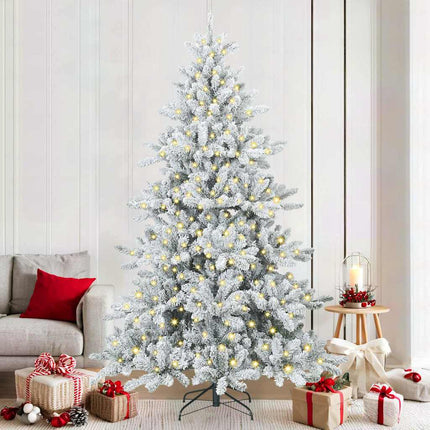 Plast Hingad Julgran med 300 LED-lampor Vit 210 cm PVC och stål