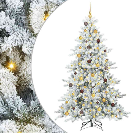 Plast Hingad Julgran med 300 LED-lampor Vit 210 cm PVC och stål