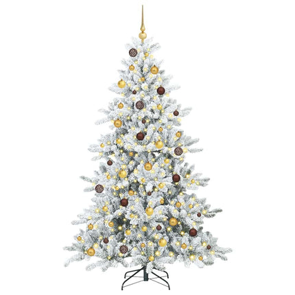 Plast Hingad Julgran med 300 LED-lampor Vit 210 cm PVC och stål