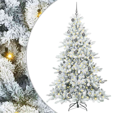 Plast Hingad Julgran med 300 LED-lampor Vit 210 cm PVC och stål
