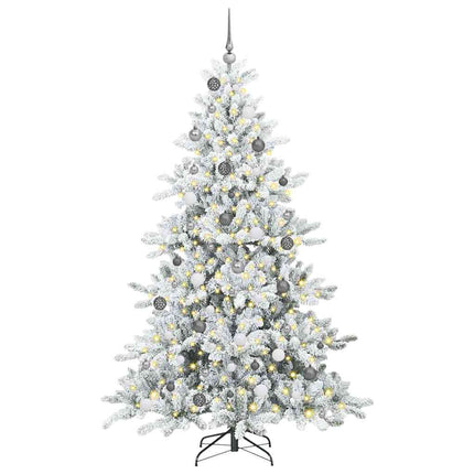 Plast Hingad Julgran med 300 LED-lampor Vit 210 cm PVC och stål