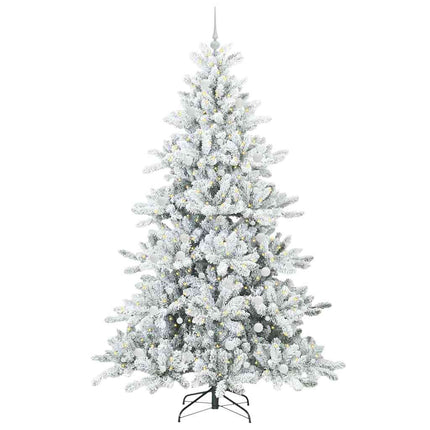 Plast Hingad Julgran med 300 LED-lampor Vit 240 cm PVC och stål