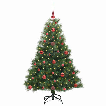 Konstgjord julgran med 150 LED-lampor Grön 120 cm PE och PVC