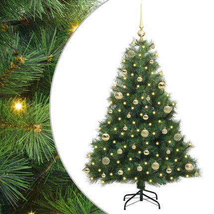 Konstgjord julgran med 150 LED-lampor Grön 120 cm PE och PVC