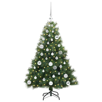 Konstgjord julgran med 150 LED-lampor Grön 120 cm PE och PVC
