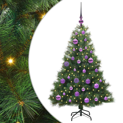 Konstgjord julgran med 150 LED-lampor Grön 120 cm PE och PVC