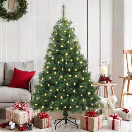 Konstgjord julgran med 150 LED-lampor Grön 150 cm PE och PVC