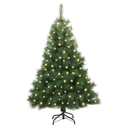 Konstgjord julgran med 150 LED-lampor Grön 150 cm PE och PVC