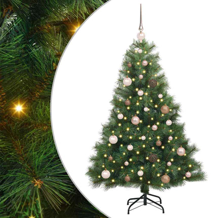 Konstgjord julgran med 150 LED-lampor Grön 150 cm PE och PVC