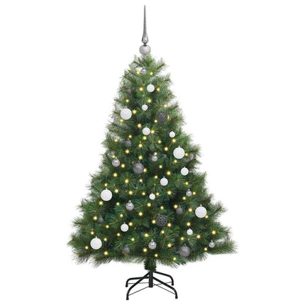 Konstgjord julgran med 150 LED-lampor Grön 150 cm PE och PVC