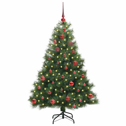 Konstgjord julgran med 150 LED-lampor Grön 150 cm PE och PVC