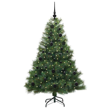 Konstgjord julgran med 150 LED-lampor Grön 150 cm PE och PVC
