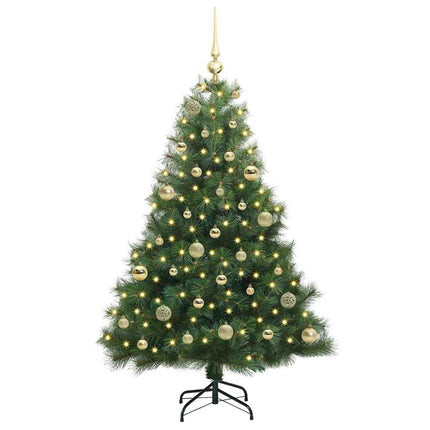 Konstgjord julgran med 150 LED-lampor Grön 150 cm PE och PVC
