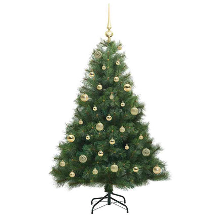 Konstgjord julgran med 150 LED-lampor Grön 150 cm PE och PVC