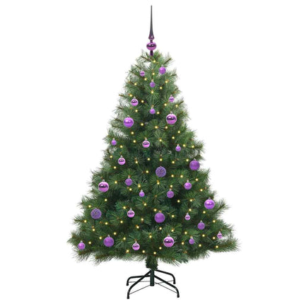 Konstgjord julgran med 150 LED-lampor Grön 150 cm PE och PVC