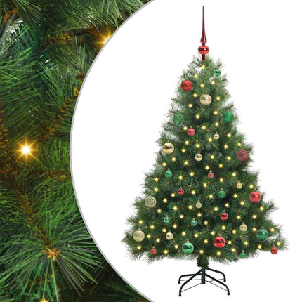 Konstgjord julgran med 150 LED-lampor Grön 150 cm PE och PVC