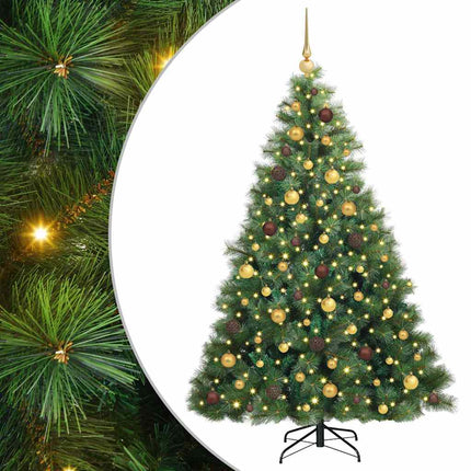 Konstgjord julgran med 300 LED-lampor Grön 180 cm PE och PVC