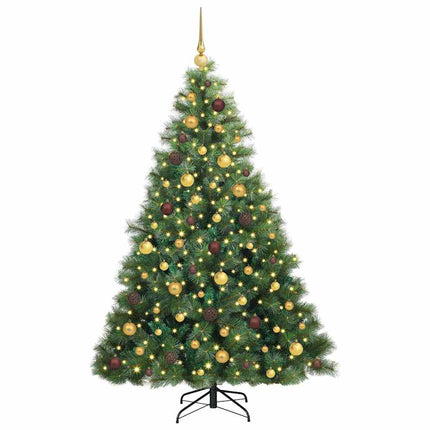 Konstgjord julgran med 300 LED-lampor Grön 180 cm PE och PVC