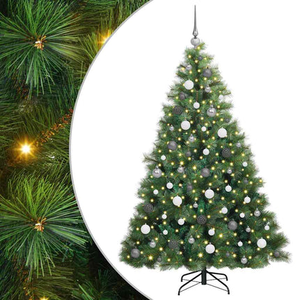 Konstgjord julgran med 300 LED-lampor Grön 180 cm PE och PVC