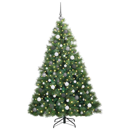 Konstgjord julgran med 300 LED-lampor Grön 180 cm PE och PVC