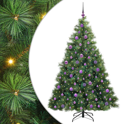 Konstgjord julgran med 300 LED-lampor Grön 180 cm PE och PVC