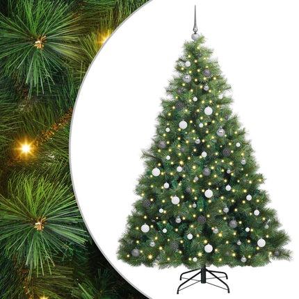 Konstgjord julgran med 300 LED-lampor Grön 210 cm PE och PVC