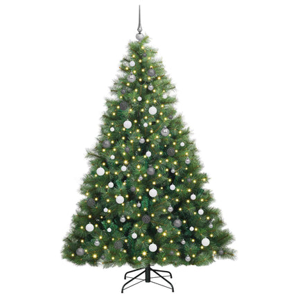 Konstgjord julgran med 300 LED-lampor Grön 210 cm PE och PVC
