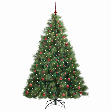 Konstgjord julgran med 300 LED-lampor Grön 210 cm PE och PVC