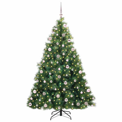 Konstgjord julgran med 300 LED-lampor Grön 210 cm PE och PVC