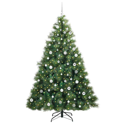 Konstgjord julgran med 300 LED-lampor Grön 210 cm PE och PVC
