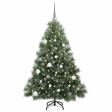 Konstgjord julgran med 150 LED-lampor Grön 150 cm PE och PVC