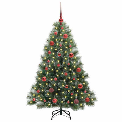 Konstgjord julgran med 150 LED-lampor Grön 150 cm PE och PVC