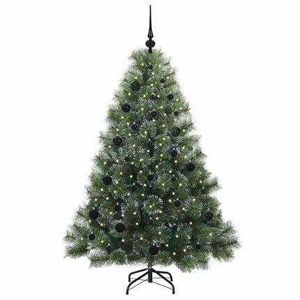 Konstgjord julgran med 150 LED-lampor Grön 150 cm PE och PVC